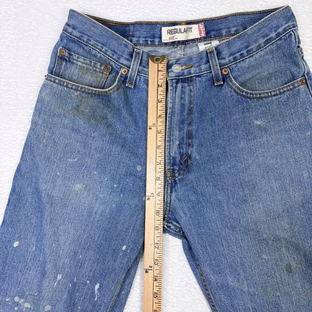 Levi's 505 Regular Fit Jeans Mens 33x30 Measures 31x28 Distressed Paint Splatter